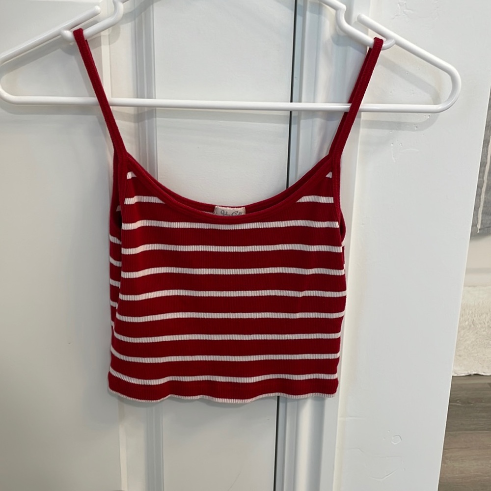 red and white stripe crop tank